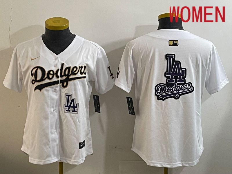 Women Los Angeles Dodgers Blank White Game 2024 Nike MLB Jersey style 12052->women mlb jersey->Women Jersey